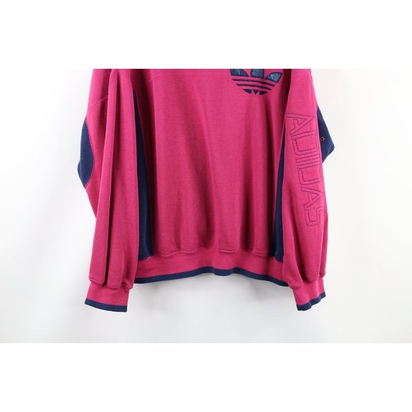 Vintage 90s Adidas Mens XL Faded Boxy Fit Spell Out Crewneck Sweatshirt Magenta - Picture 3 of 9
